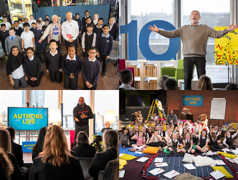 4 different Authors Live events: Frank Cottrell Boyce, Michael Rosen, Kwame Alexander and Ross Collins